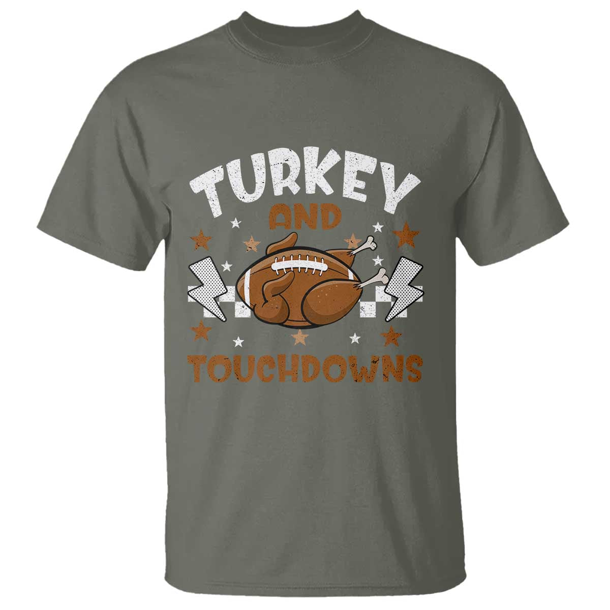 Thanksgiving Turkey And Touchdowns Football Season T Shirt Game Day - Wonder Print Shop