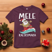 Hawaiian Christmas T Shirt Mele Kalikimaka Hawaii Surfing Santa Tropical Beach - Wonder Print Shop