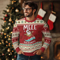 Hawaiian Christmas Ugly Christmas Sweater Mele Kalikimaka Hawaii Surfing Santa Tropical Beach - Wonder Print Shop
