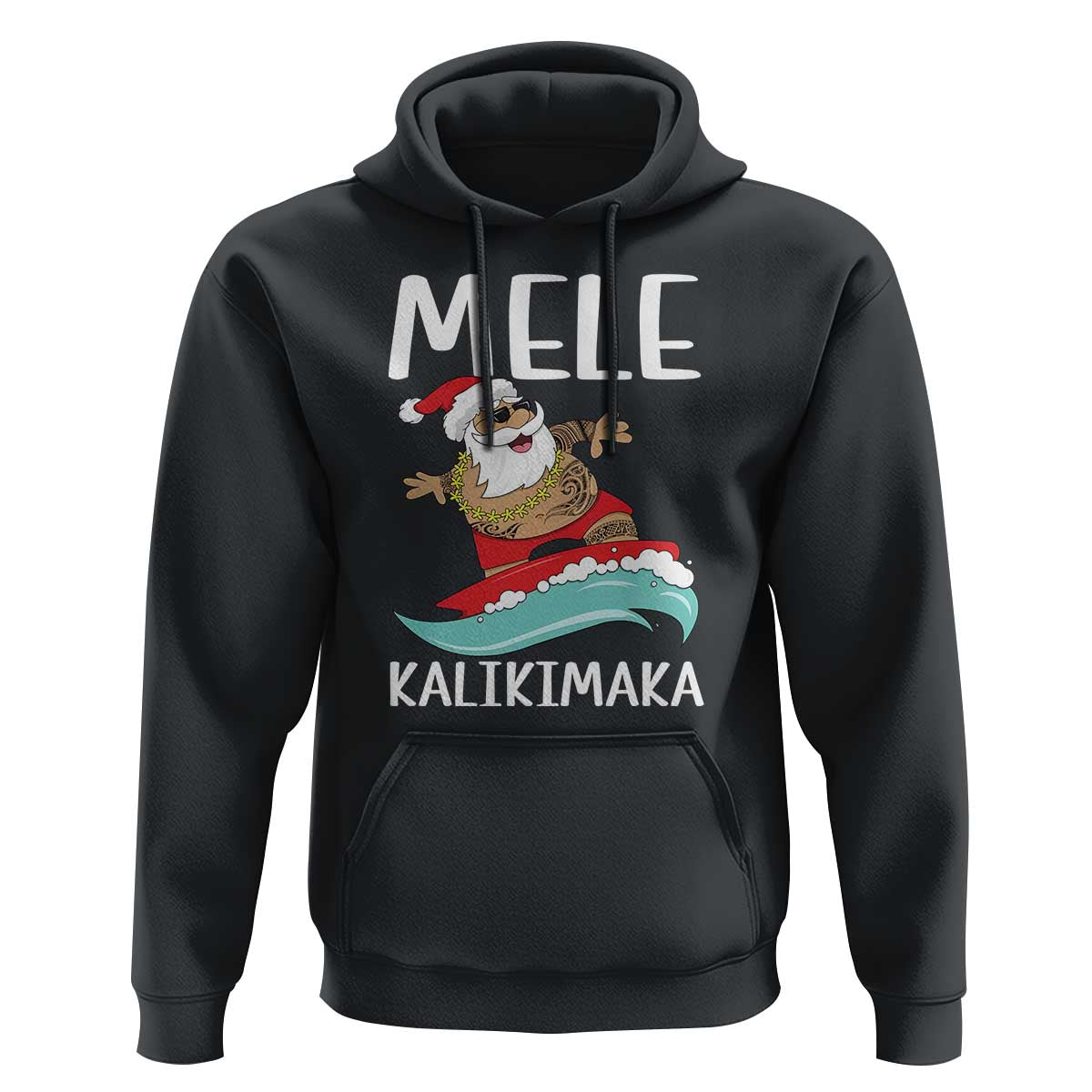 Hawaiian Christmas Hoodie Mele Kalikimaka Hawaii Surfing Santa Tropical Beach