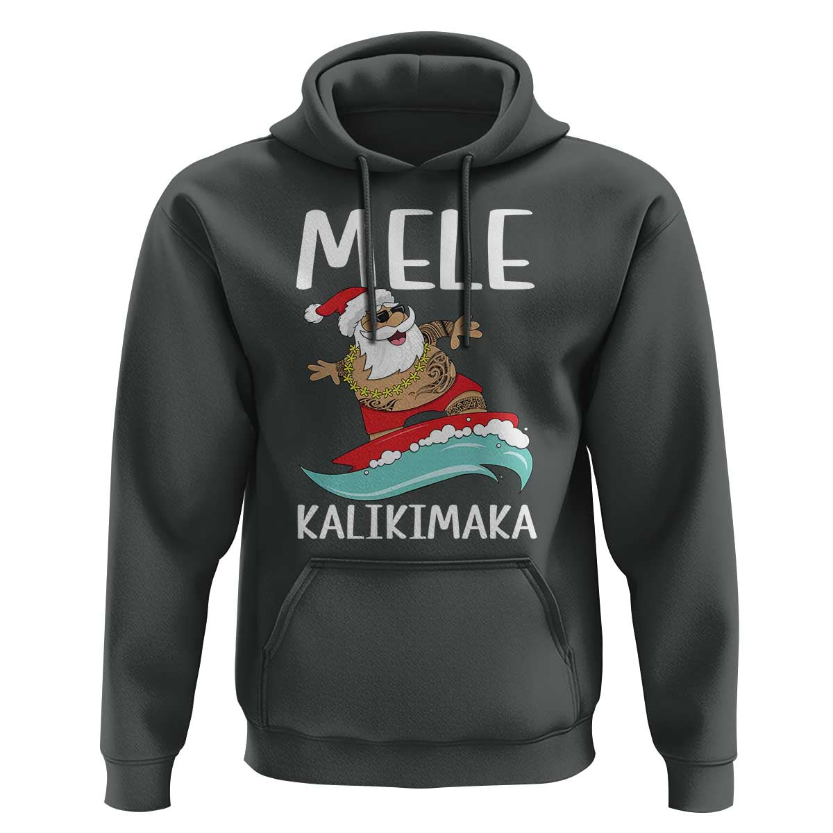 Hawaiian Christmas Hoodie Mele Kalikimaka Hawaii Surfing Santa Tropical Beach