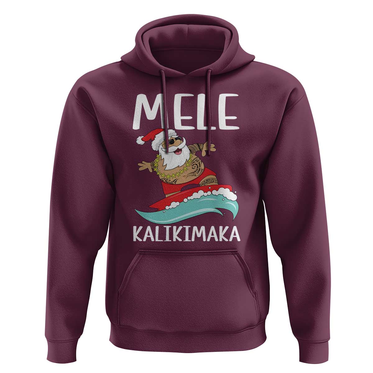 Hawaiian Christmas Hoodie Mele Kalikimaka Hawaii Surfing Santa Tropical Beach