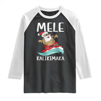 Hawaiian Christmas Raglan Shirt Mele Kalikimaka Hawaii Surfing Santa Tropical Beach