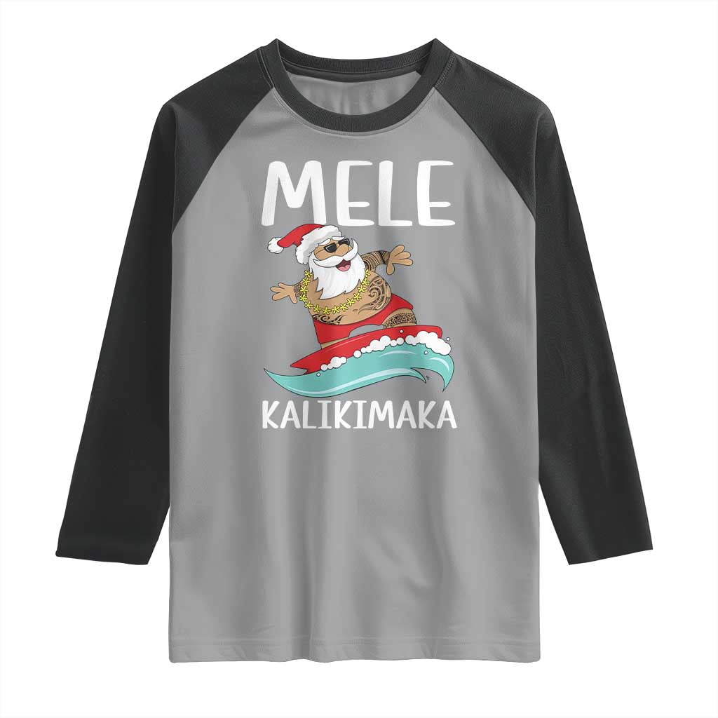 Hawaiian Christmas Raglan Shirt Mele Kalikimaka Hawaii Surfing Santa Tropical Beach