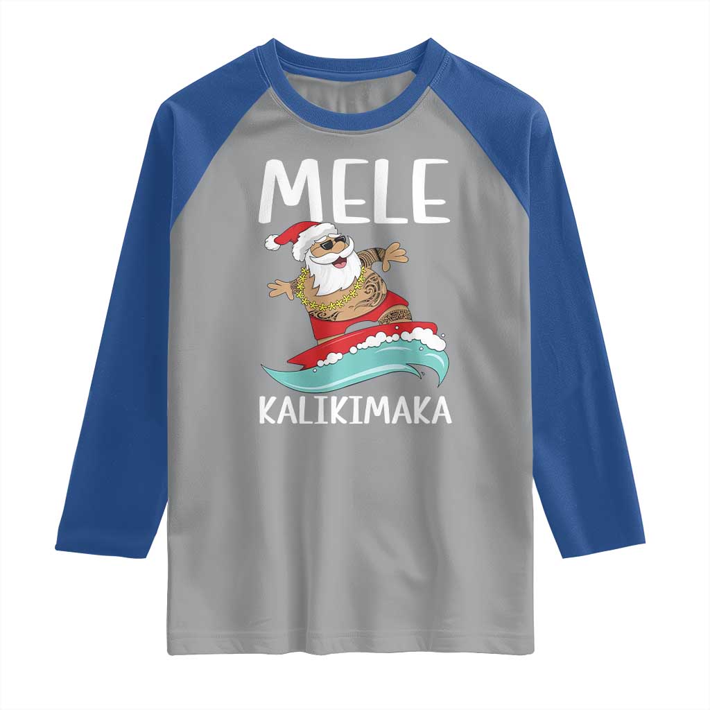Hawaiian Christmas Raglan Shirt Mele Kalikimaka Hawaii Surfing Santa Tropical Beach
