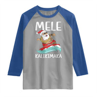 Hawaiian Christmas Raglan Shirt Mele Kalikimaka Hawaii Surfing Santa Tropical Beach