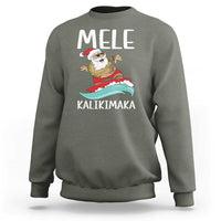Hawaiian Christmas Sweatshirt Mele Kalikimaka Hawaii Surfing Santa Tropical Beach - Wonder Print Shop