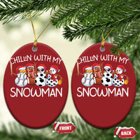 Snowman Xmas Christmas Ornament Football Soccer Baseball Pickleball Chillin With My Snowmies Ugly Gift - Wonder Print Shop