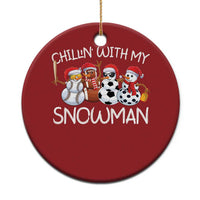 Snowman Xmas Christmas Ornament Football Soccer Baseball Pickleball Chillin With My Snowmies Ugly Gift - Wonder Print Shop