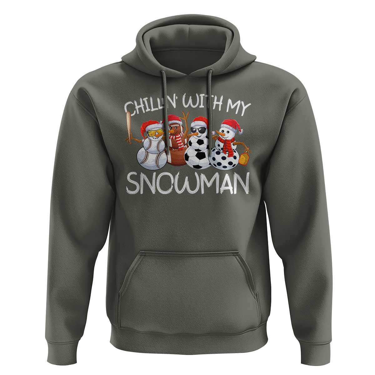 Snowman Christmas Hoodie Football Soccer Baseball Pickleball Chillin With My Snowmies Ugly Gift