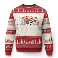 Snowman Ugly Christmas Sweater Football Soccer Baseball Pickleball Chillin With My Snowmies Ugly Gift - Wonder Print Shop
