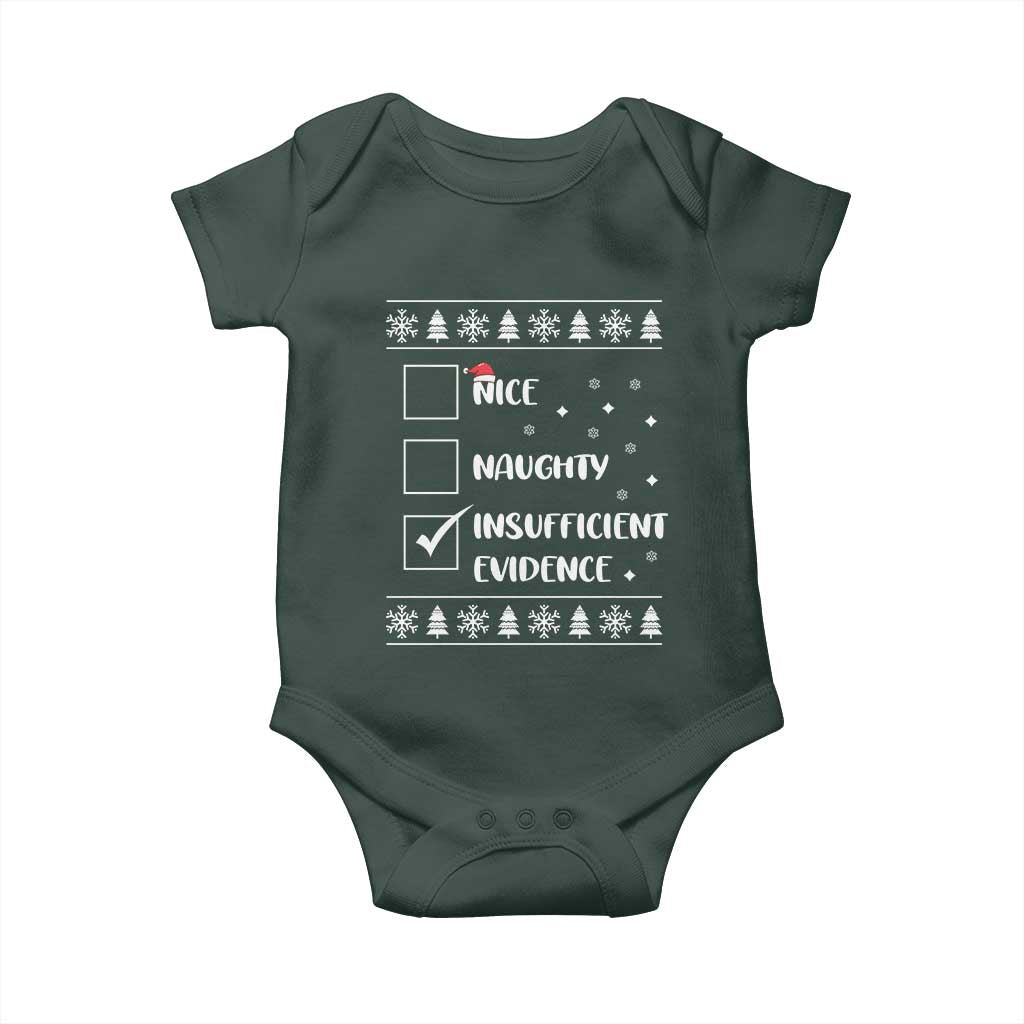 Funny Christmas Santa Baby Onesie Nice Naughty Insufficient Evidence Xmas List