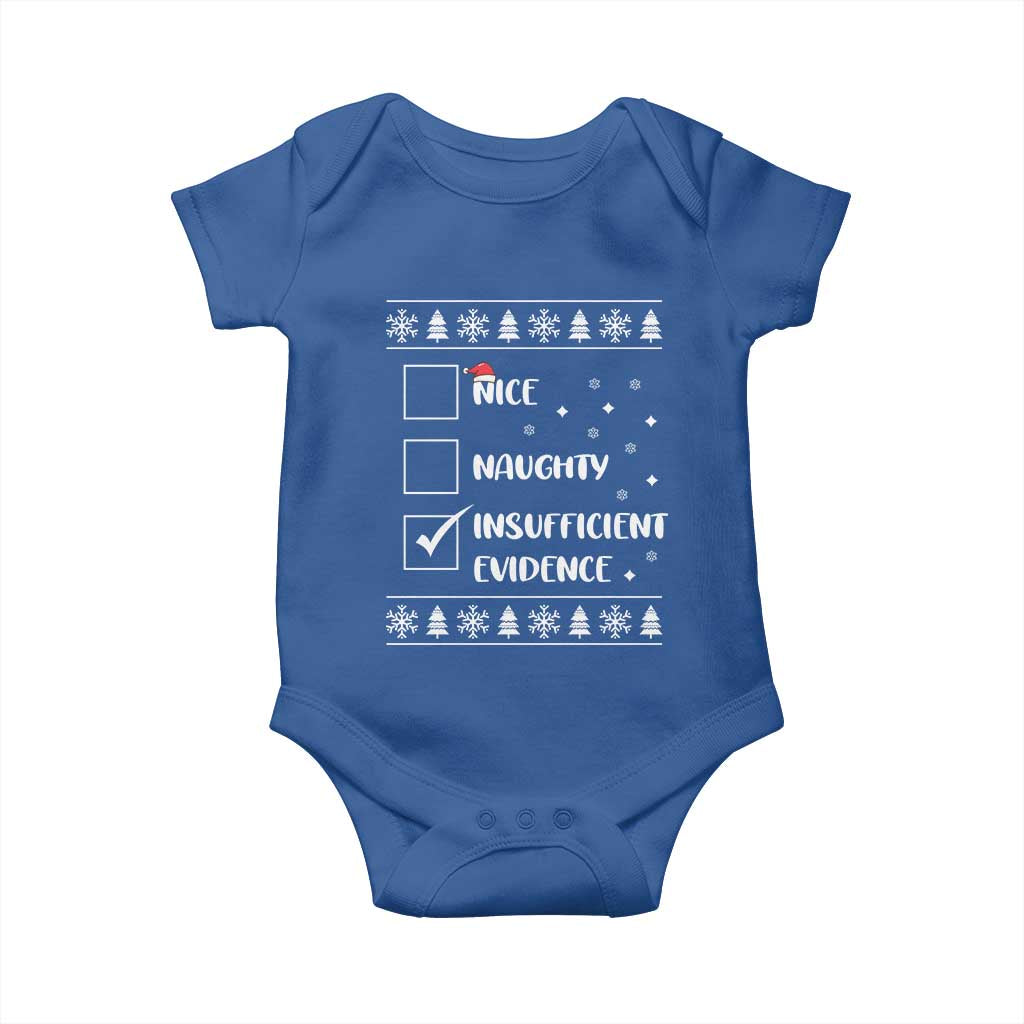 Funny Christmas Santa Baby Onesie Nice Naughty Insufficient Evidence Xmas List