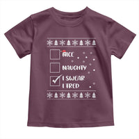 Funny Christmas Santa Toddler T Shirt Nice Naughty I Swear I Tried Xmas List