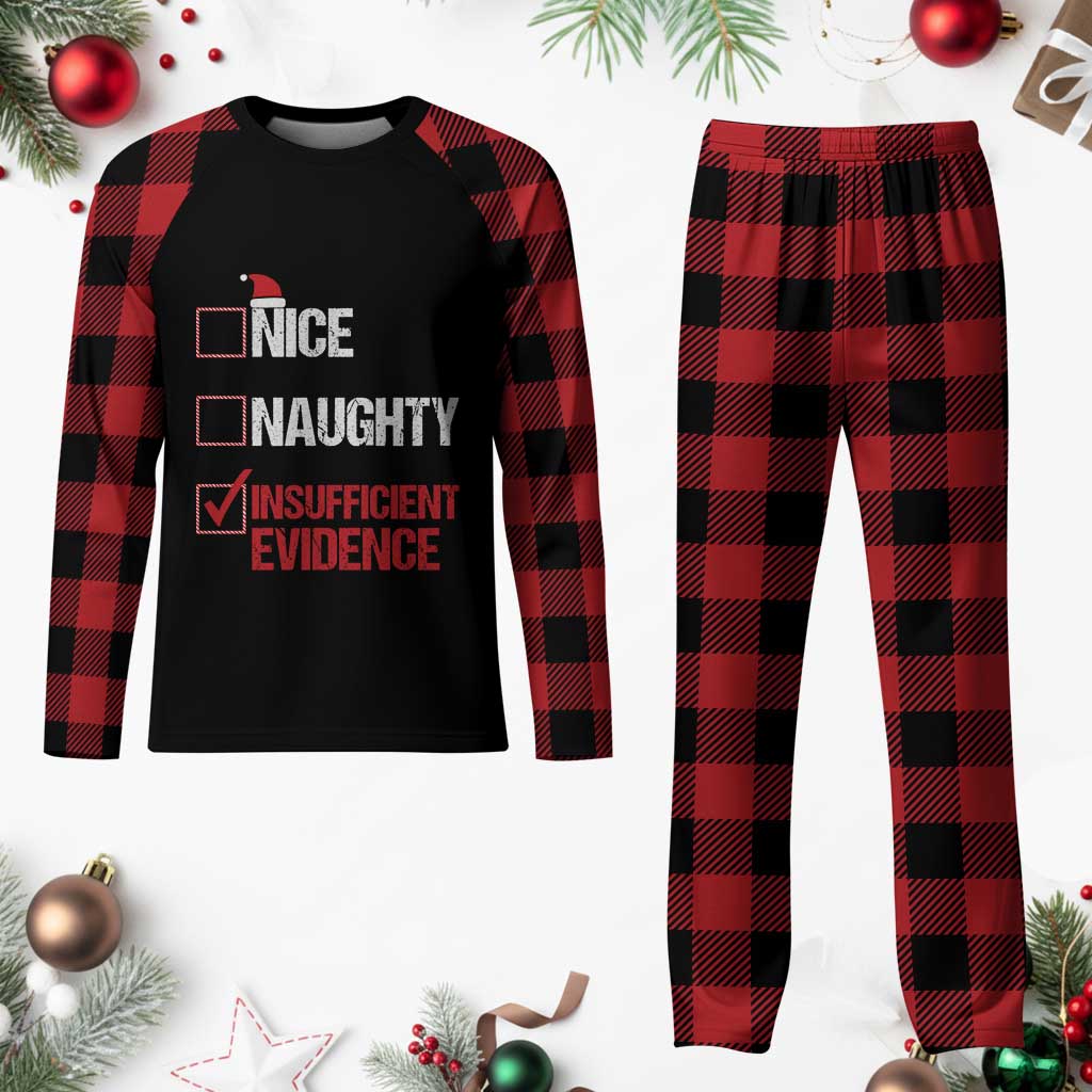 Santa Plaid Pajama Set Nice Naughty Insufficient Evidence Xmas List - Wonder Print Shop