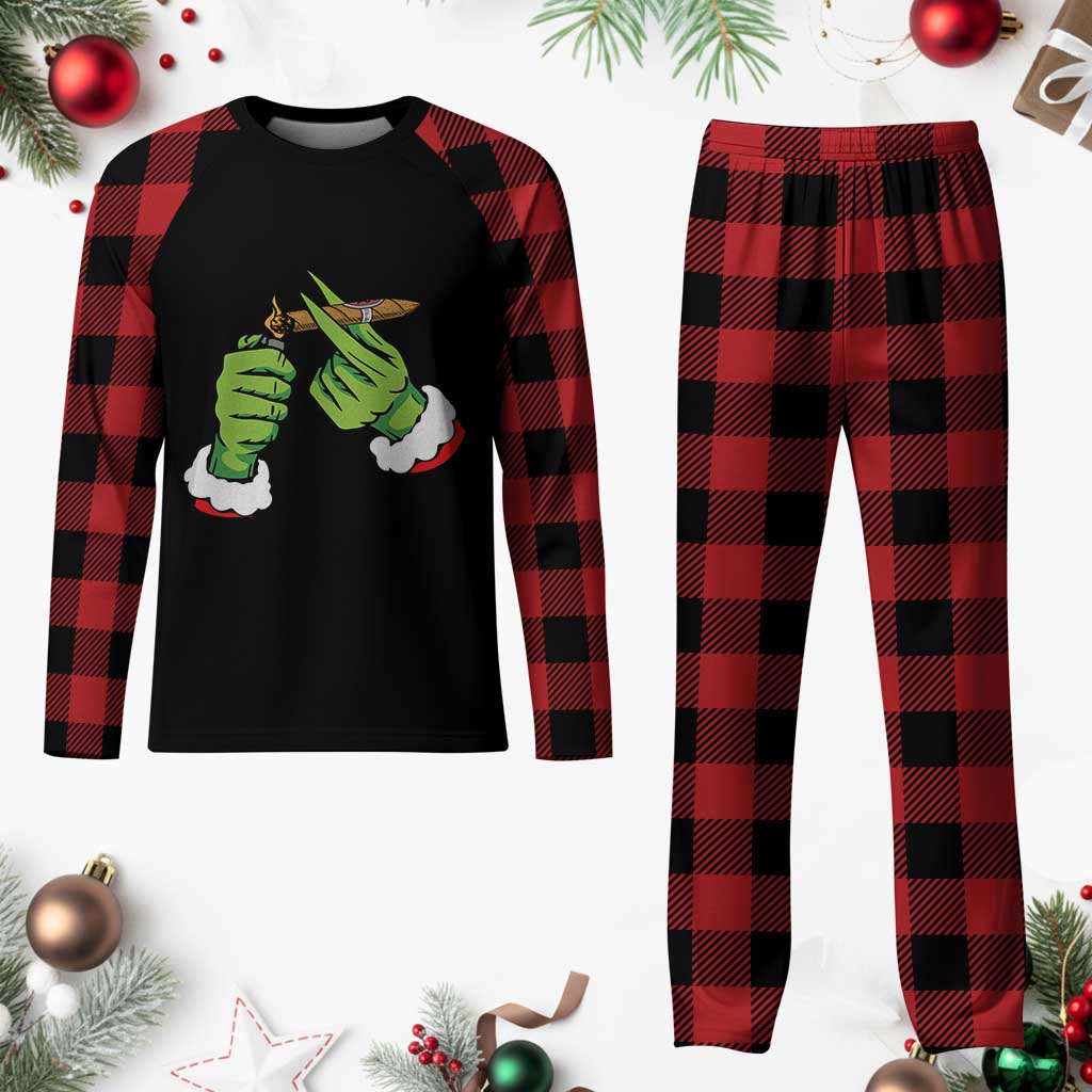 Pothead Plaid Pajama Set Cannabis Weed Adult Christmas Party - Wonder Print Shop