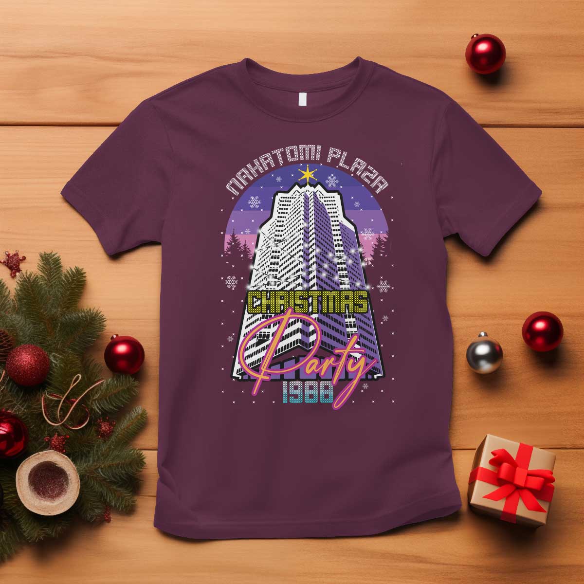 Nakatomi Plaza Christmas Party 1988 T Shirt Funny 80's Movie Ugly Xmas Gift - Wonder Print Shop