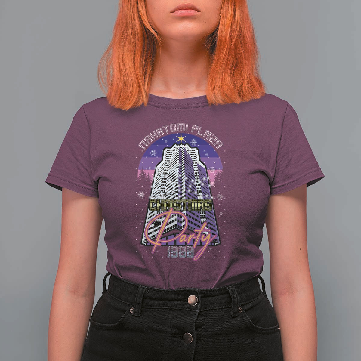 Nakatomi Plaza Christmas Party 1988 T Shirt For Women Funny 80's Movie Ugly Xmas Gift - Wonder Print Shop