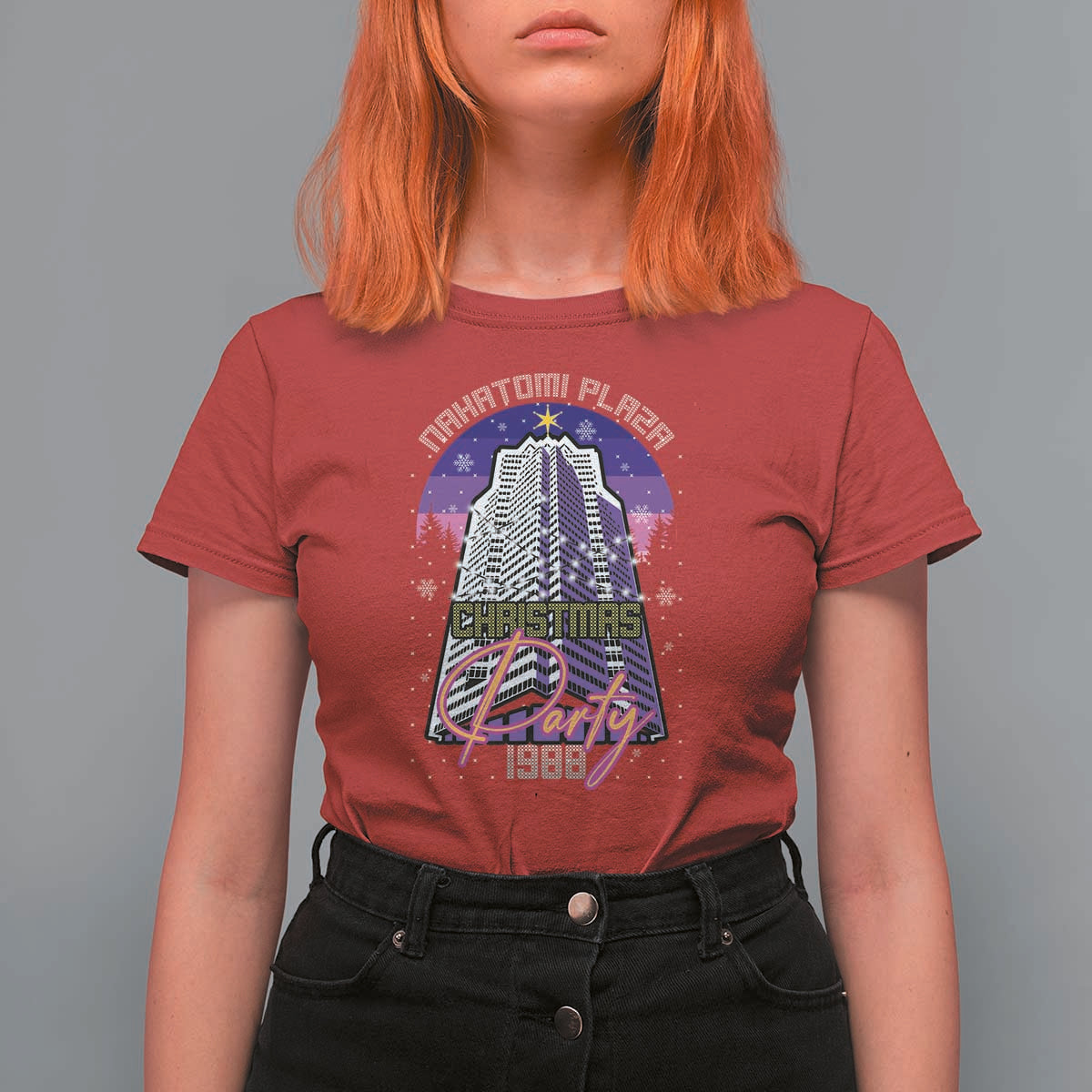 Nakatomi Plaza Christmas Party 1988 T Shirt For Women Funny 80's Movie Ugly Xmas Gift - Wonder Print Shop