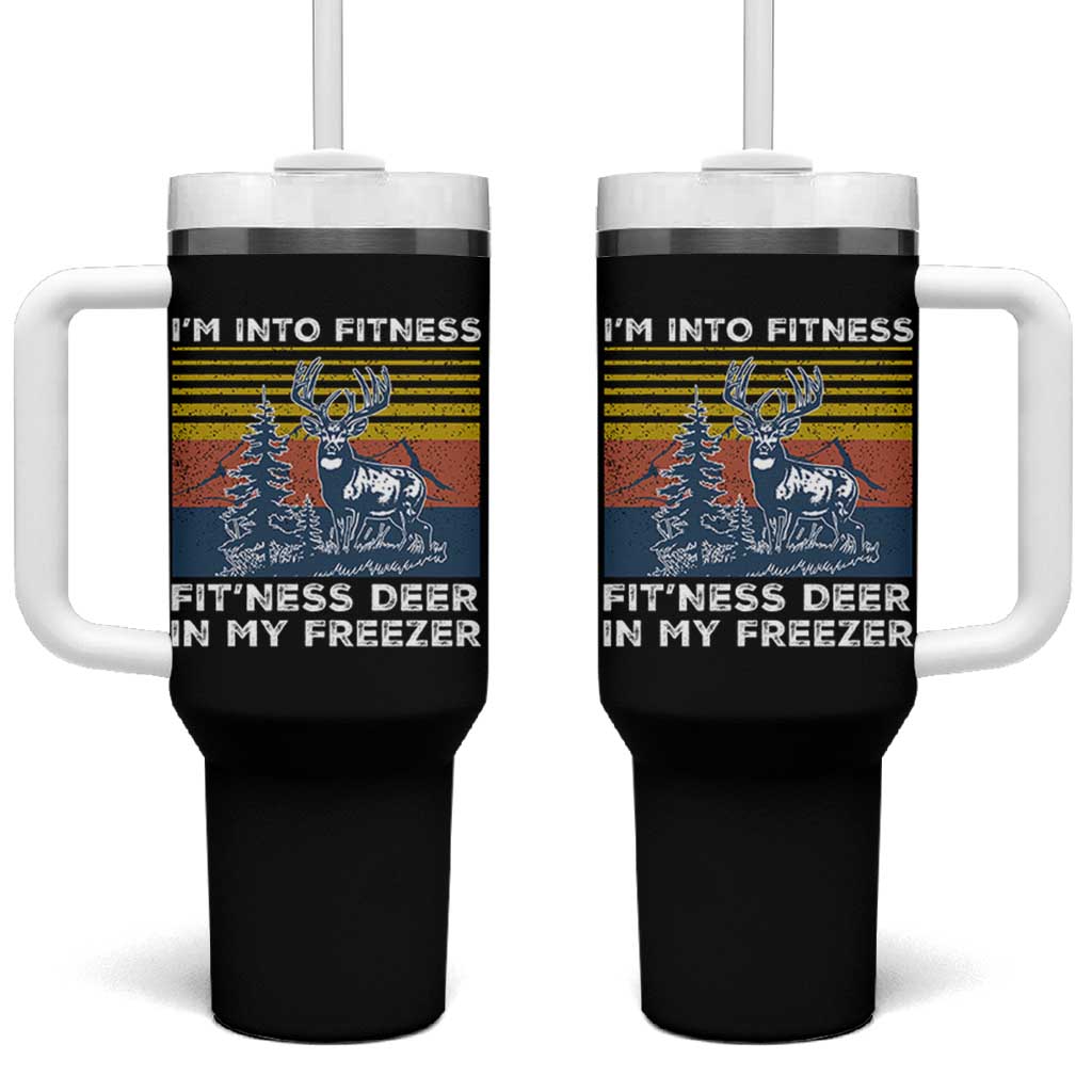 Hunting Tumbler With Handle I'm Into Fitness Fit'ness Deer In My Freezer Gift for Hunter