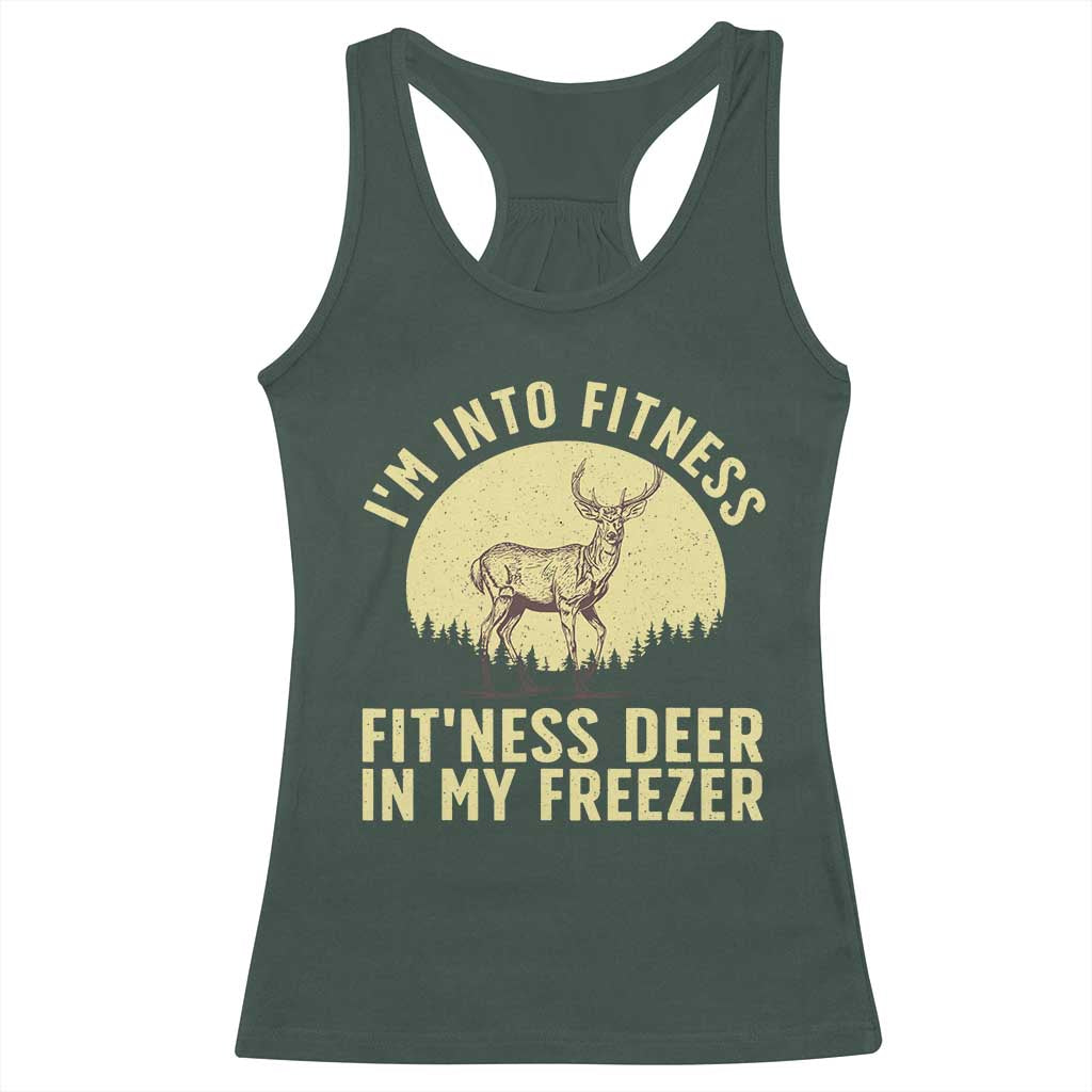 Hunting Racerback Tank Top I'm Into Fitness Fit'ness Deer In My Freezer Deer Hunter