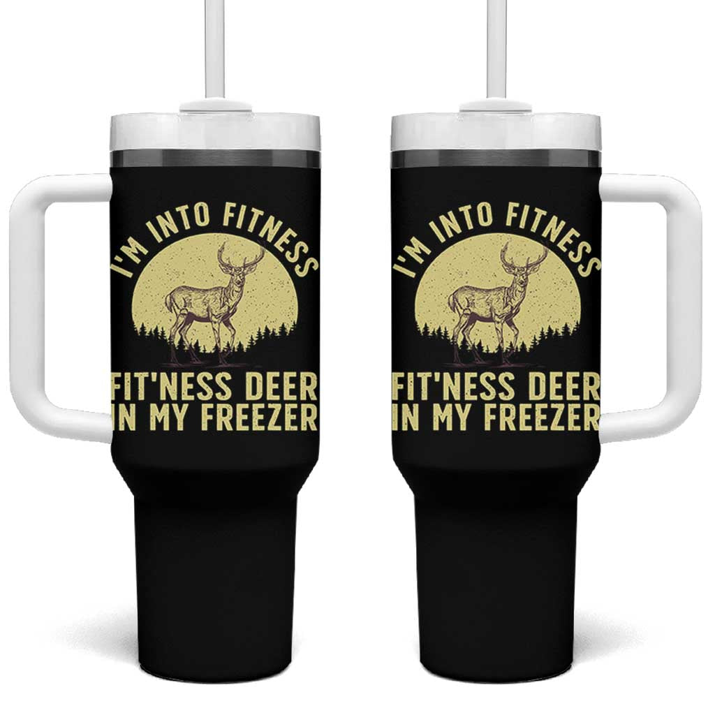Hunting Tumbler With Handle I'm Into Fitness Fit'ness Deer In My Freezer Deer Hunter
