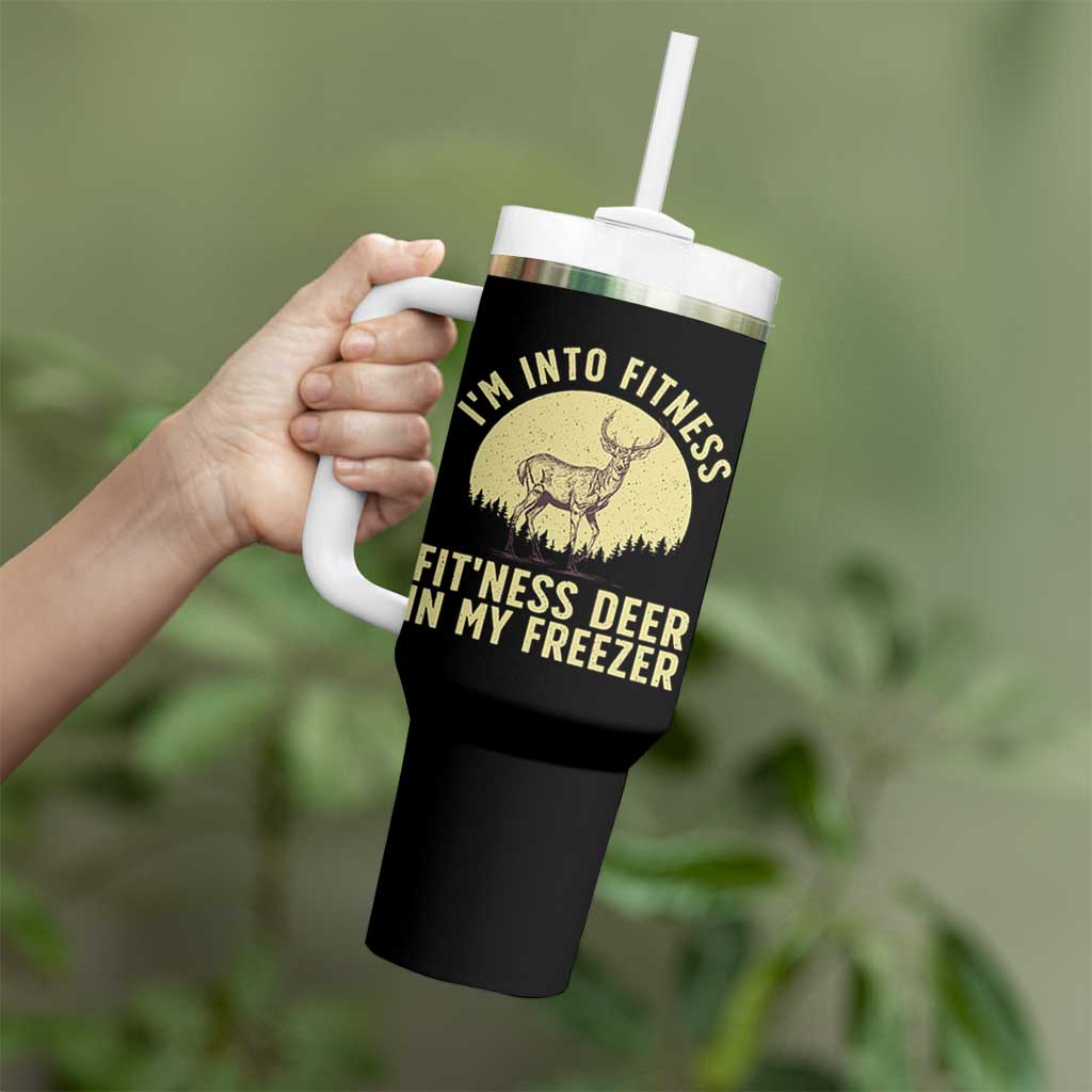 Hunting Tumbler With Handle I'm Into Fitness Fit'ness Deer In My Freezer Deer Hunter