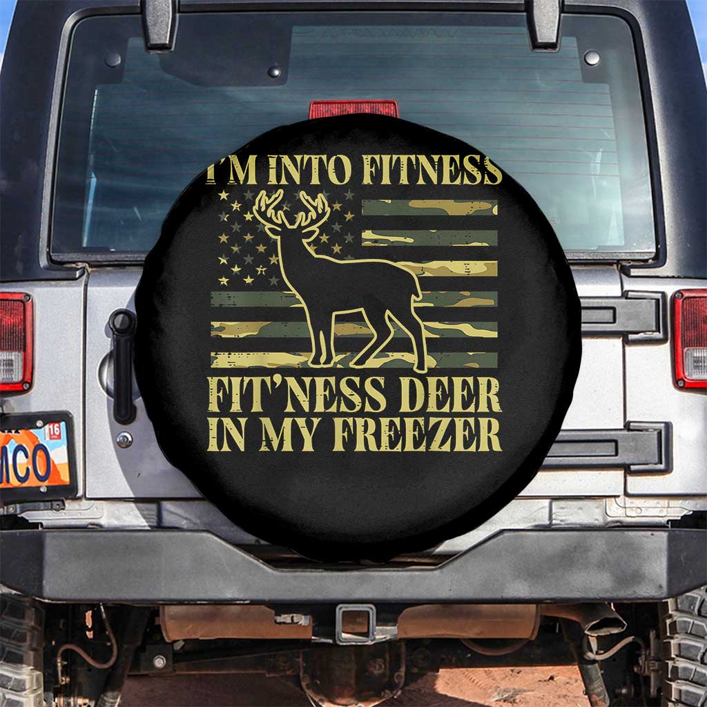 Hunting Spare Tire Cover I'm Into Fitness Fit'ness Deer In My Freezer Camo Flag