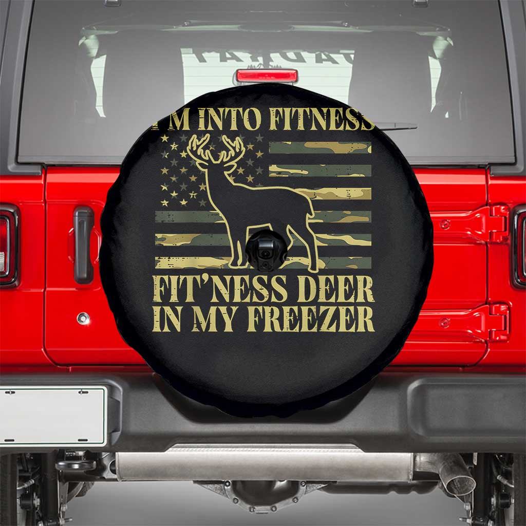 Hunting Spare Tire Cover I'm Into Fitness Fit'ness Deer In My Freezer Camo Flag