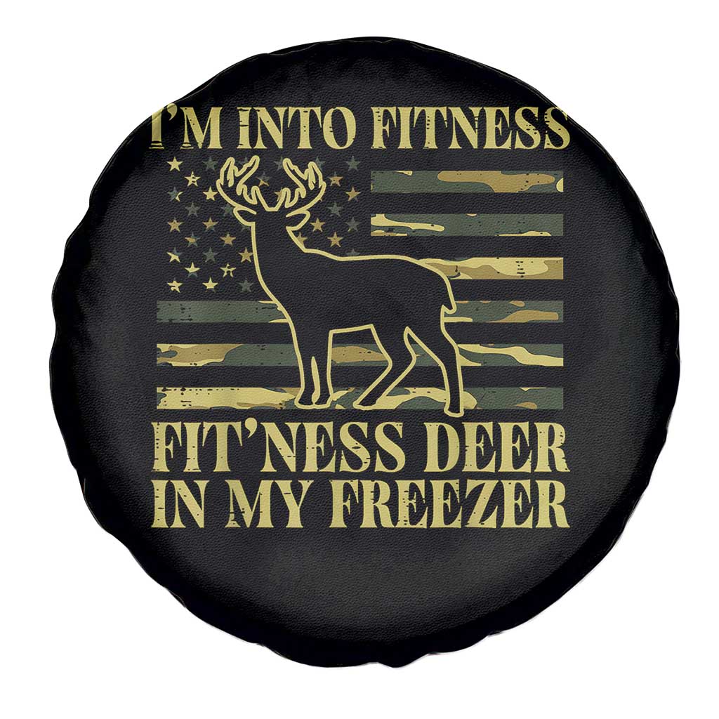 Hunting Spare Tire Cover I'm Into Fitness Fit'ness Deer In My Freezer Camo Flag