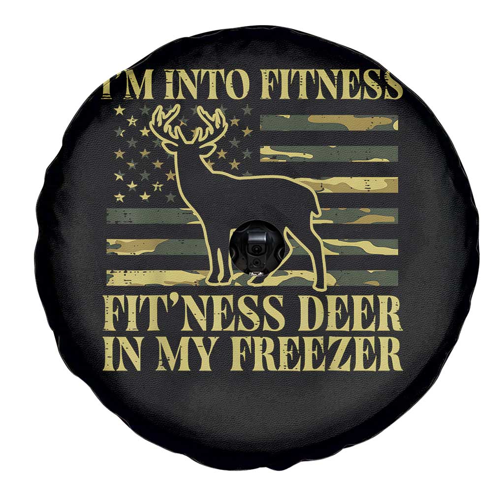 Hunting Spare Tire Cover I'm Into Fitness Fit'ness Deer In My Freezer Camo Flag