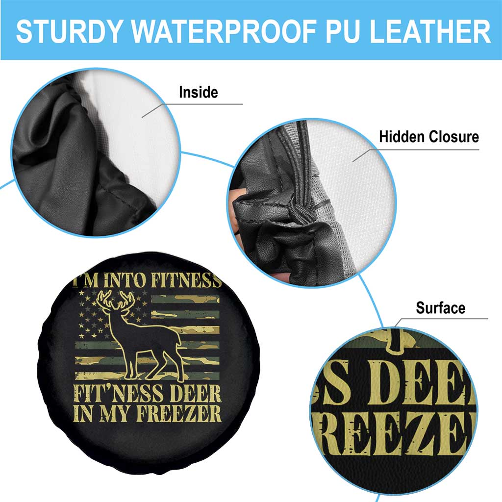 Hunting Spare Tire Cover I'm Into Fitness Fit'ness Deer In My Freezer Camo Flag