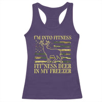 Hunting Racerback Tank Top I'm Into Fitness Fit'ness Deer In My Freezer Camo Flag