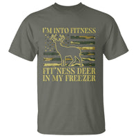 Hunting T Shirt I'm Into Fitness Fit'ness Deer In My Freezer Camo Flag - Wonder Print Shop