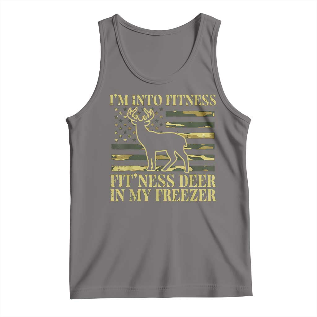 Hunting Tank Top I'm Into Fitness Fit'ness Deer In My Freezer Camo Flag
