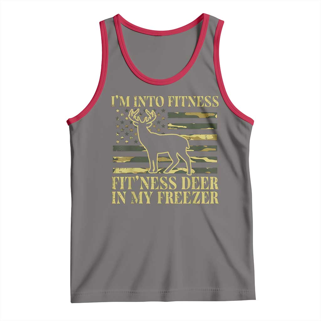 Hunting Tank Top I'm Into Fitness Fit'ness Deer In My Freezer Camo Flag