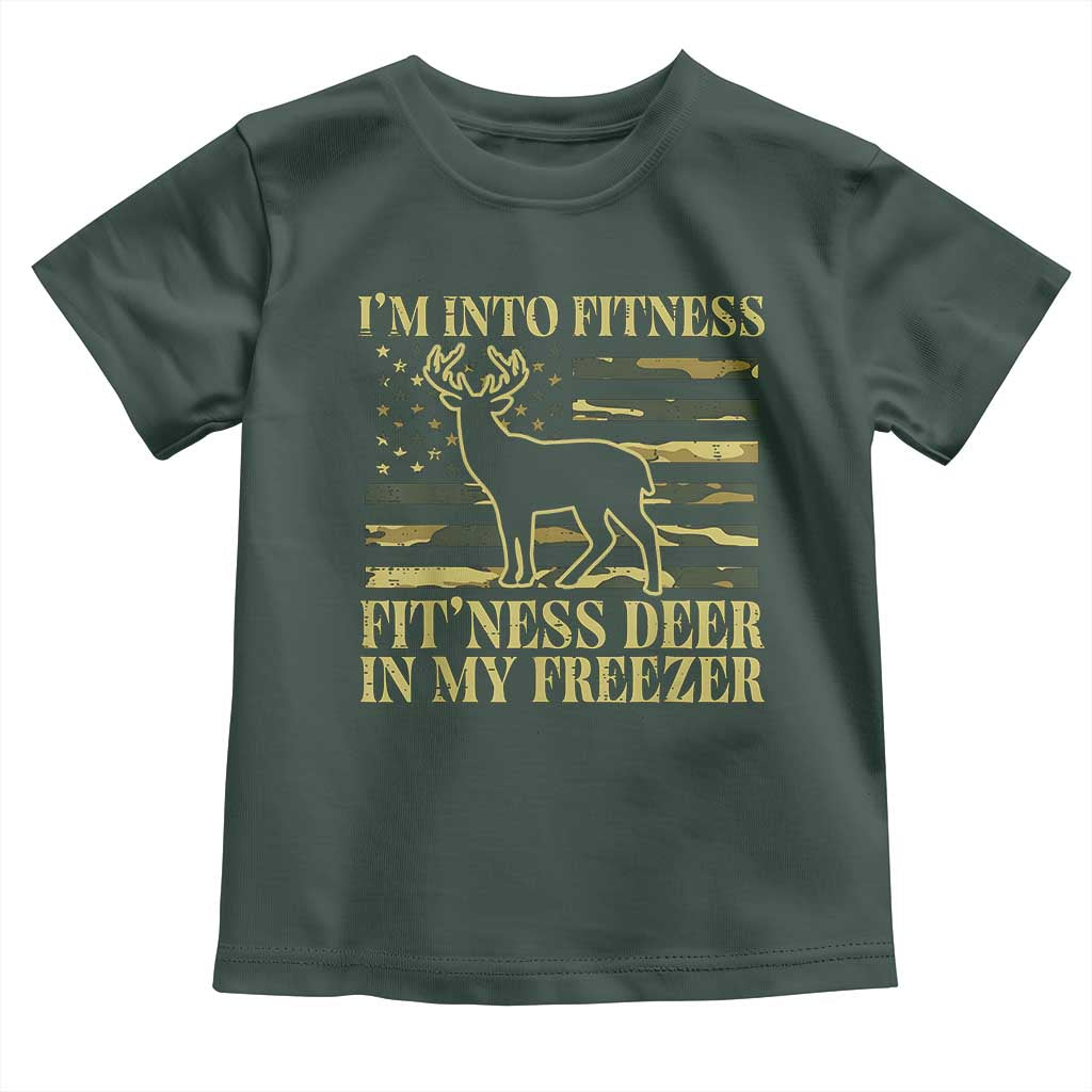 Hunting Toddler T Shirt I'm Into Fitness Fit'ness Deer In My Freezer Camo Flag
