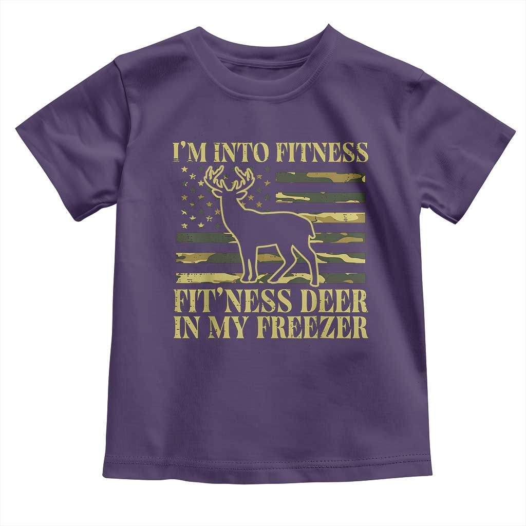 Hunting Toddler T Shirt I'm Into Fitness Fit'ness Deer In My Freezer Camo Flag