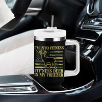 Hunting Tumbler With Handle I'm Into Fitness Fit'ness Deer In My Freezer Camo Flag