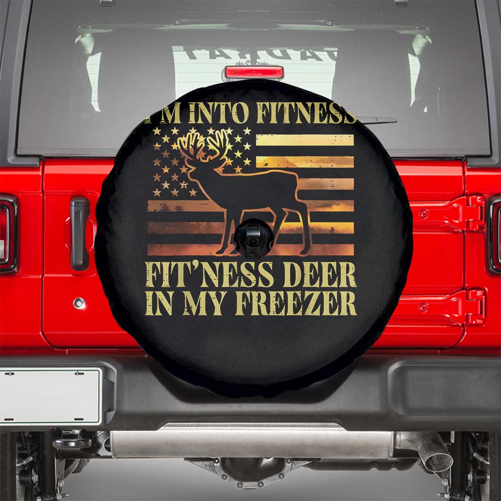 Hunting Spare Tire Cover I'm Into Fitness Fit'ness Deer In My Freezer American Flag