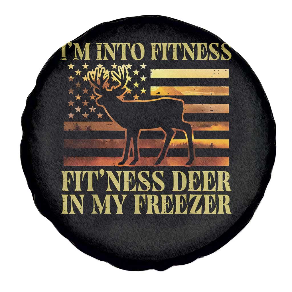Hunting Spare Tire Cover I'm Into Fitness Fit'ness Deer In My Freezer American Flag