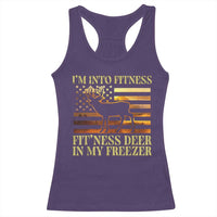Hunting Racerback Tank Top I'm Into Fitness Fit'ness Deer In My Freezer American Flag