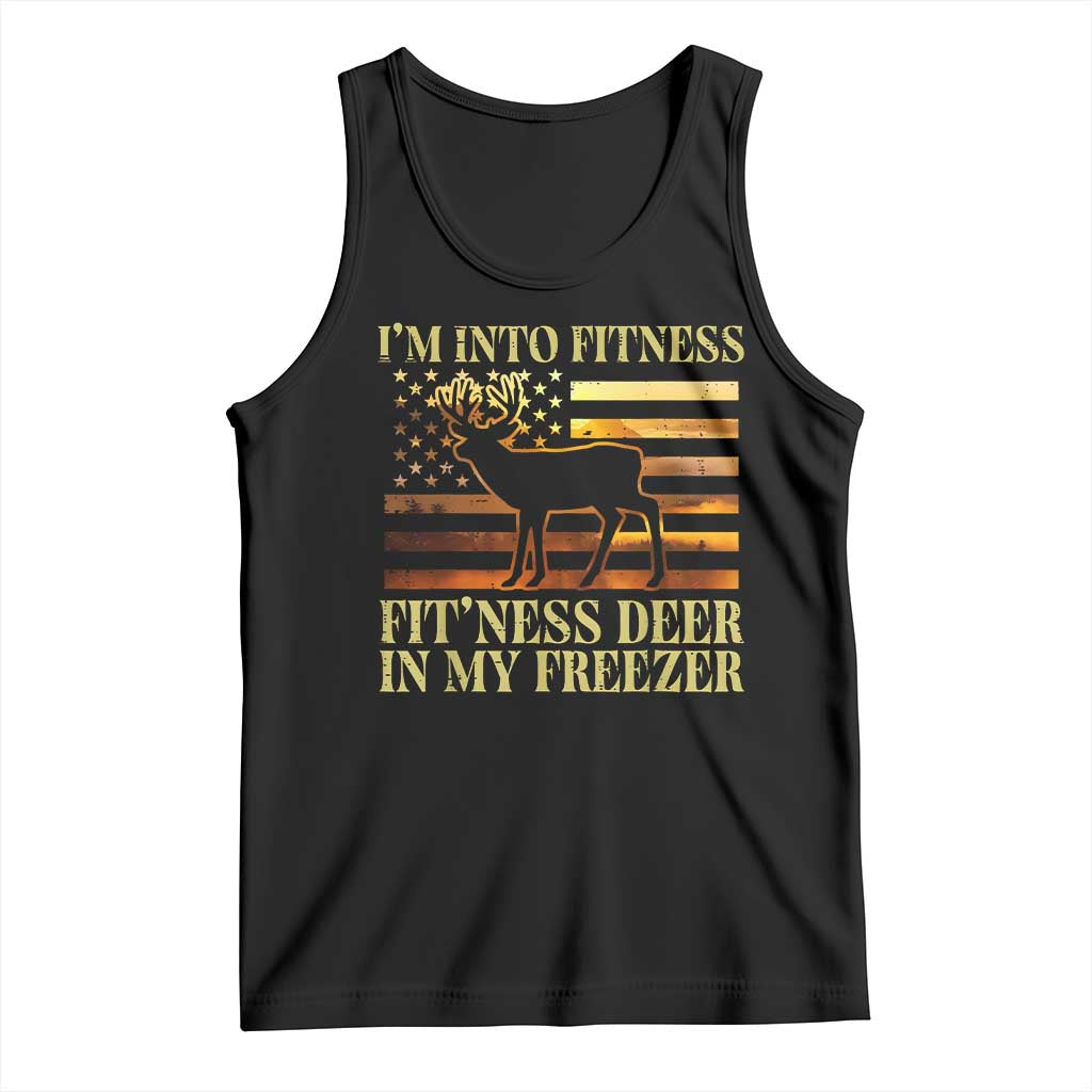 Hunting Tank Top I'm Into Fitness Fit'ness Deer In My Freezer American Flag