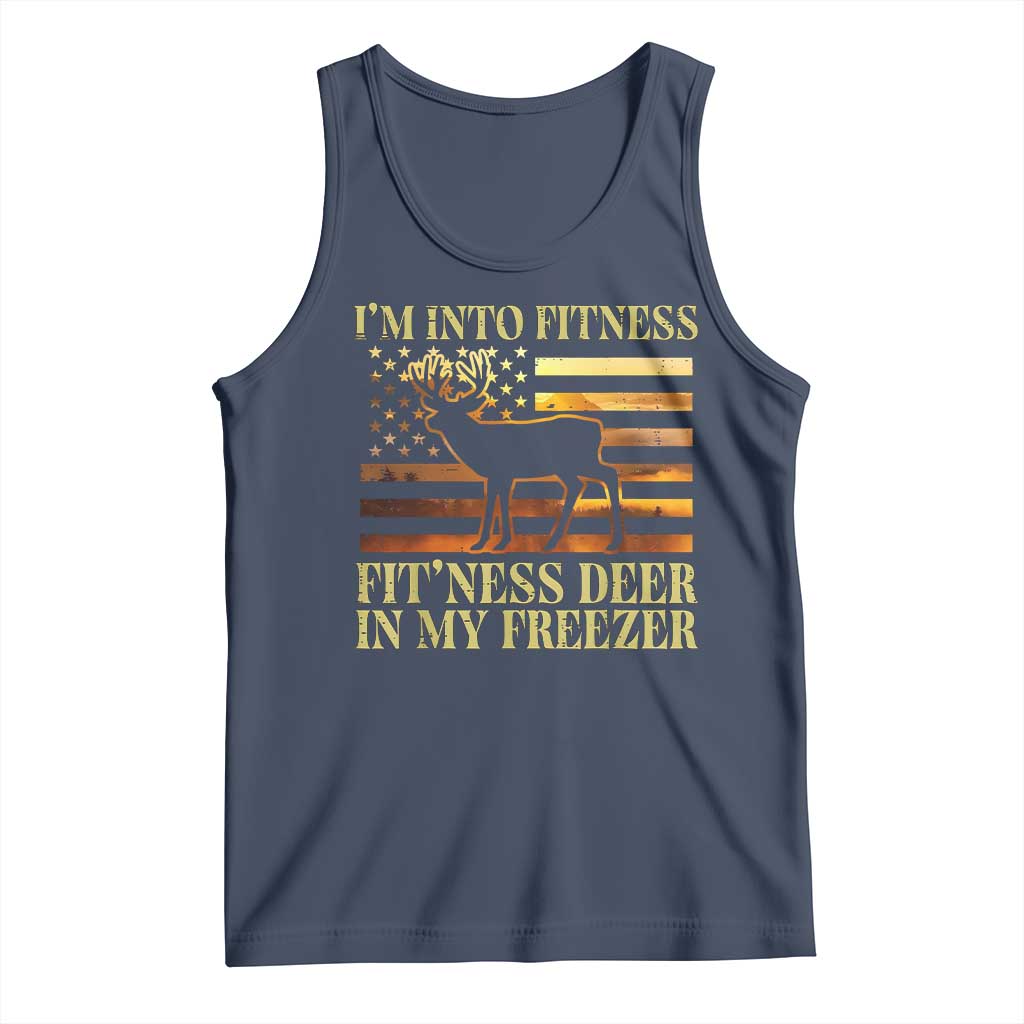 Hunting Tank Top I'm Into Fitness Fit'ness Deer In My Freezer American Flag