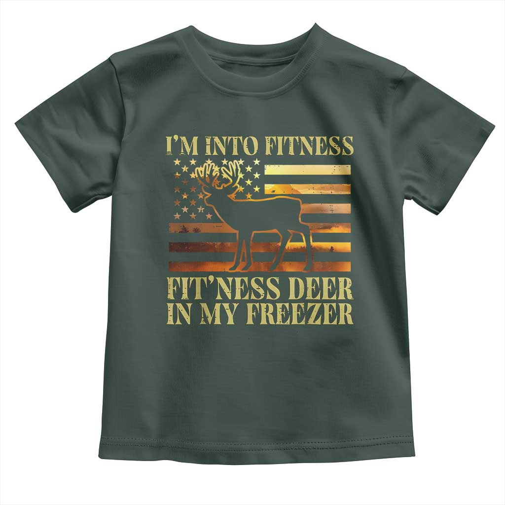 Hunting Toddler T Shirt I'm Into Fitness Fit'ness Deer In My Freezer American Flag