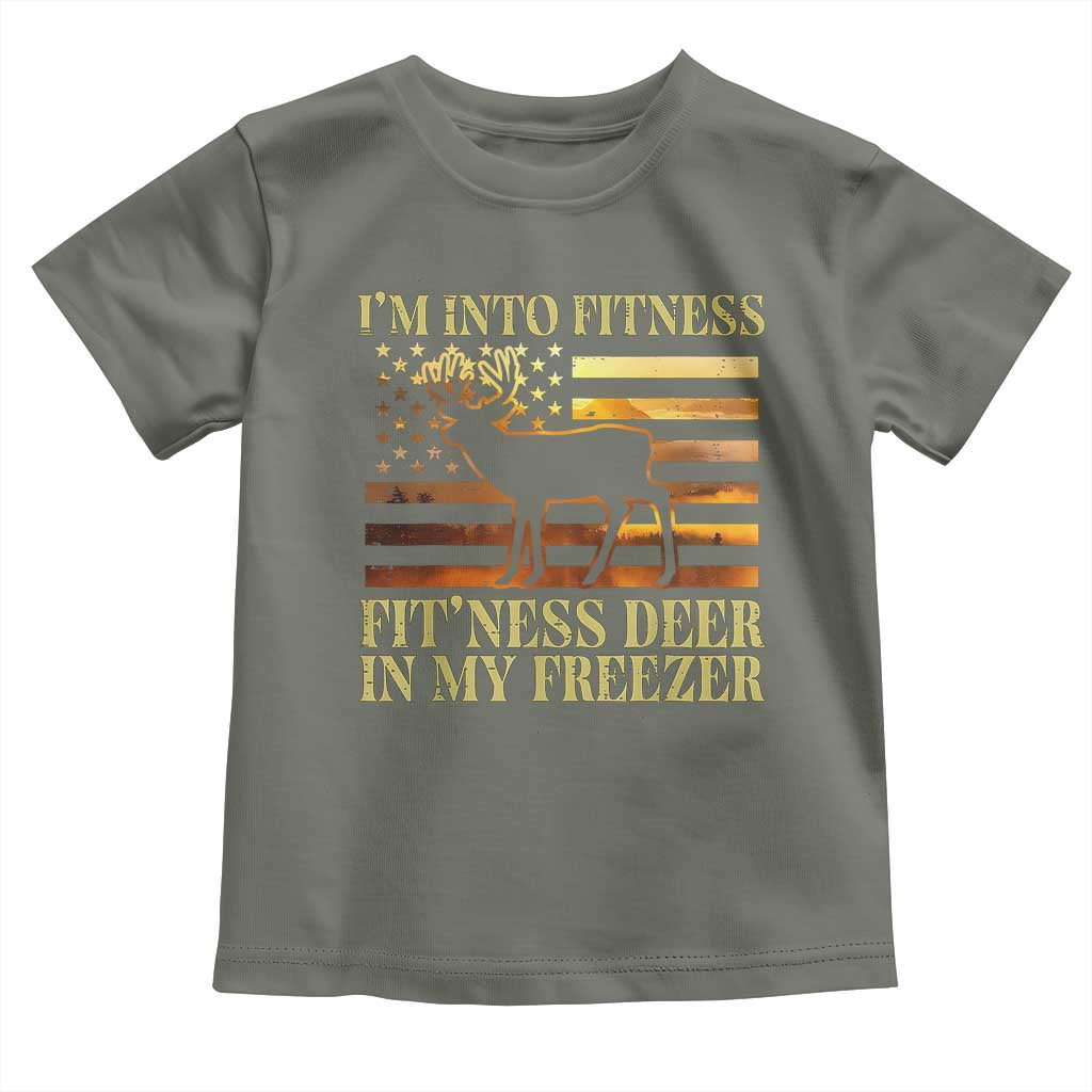 Hunting Toddler T Shirt I'm Into Fitness Fit'ness Deer In My Freezer American Flag