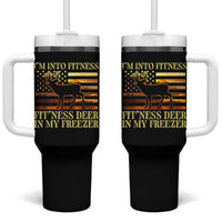 Hunting Tumbler With Handle I'm Into Fitness Fit'ness Deer In My Freezer American Flag