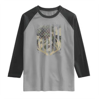 Deer Hunting American Flag Raglan Shirt