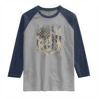 Deer Hunting American Flag Raglan Shirt