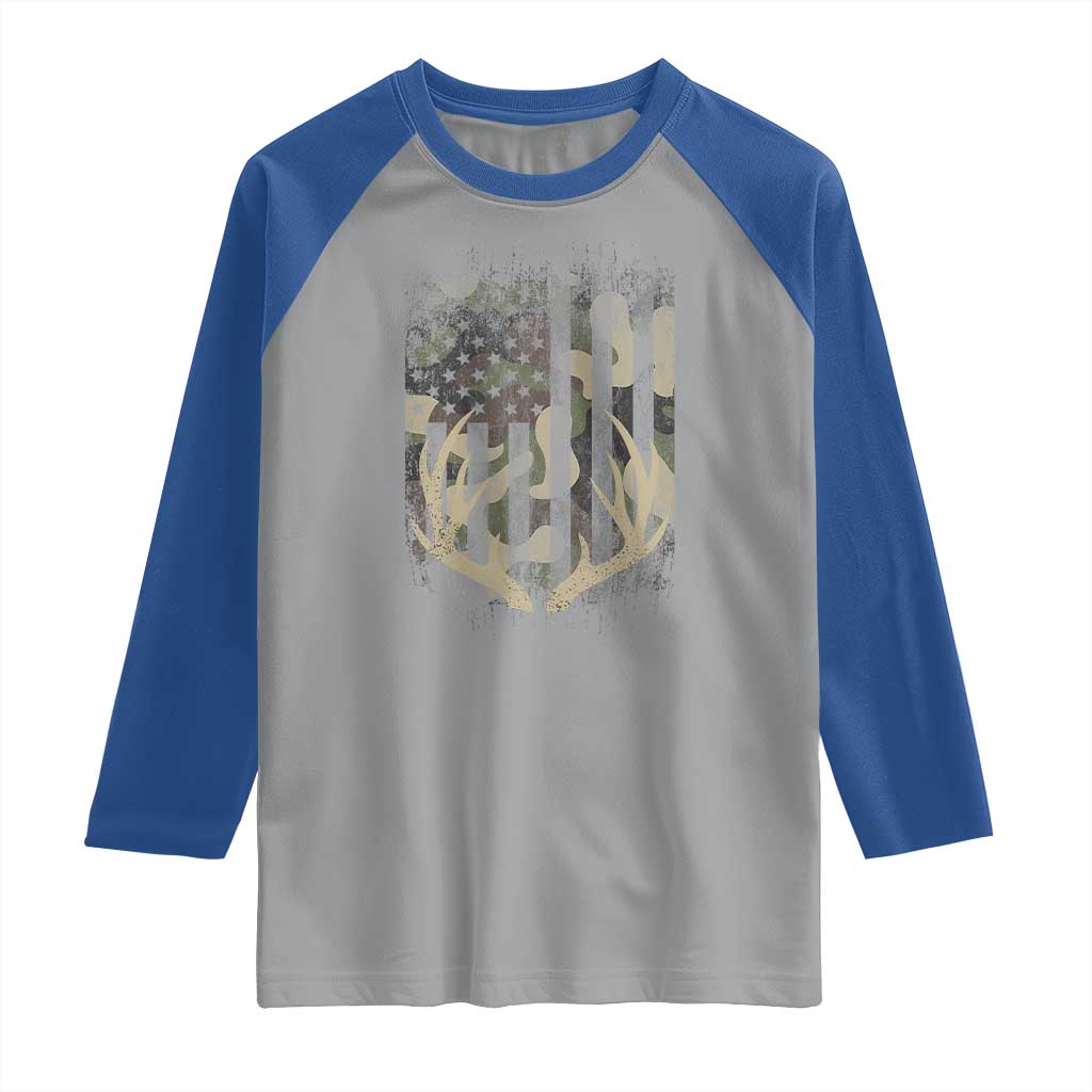Deer Hunting American Flag Raglan Shirt